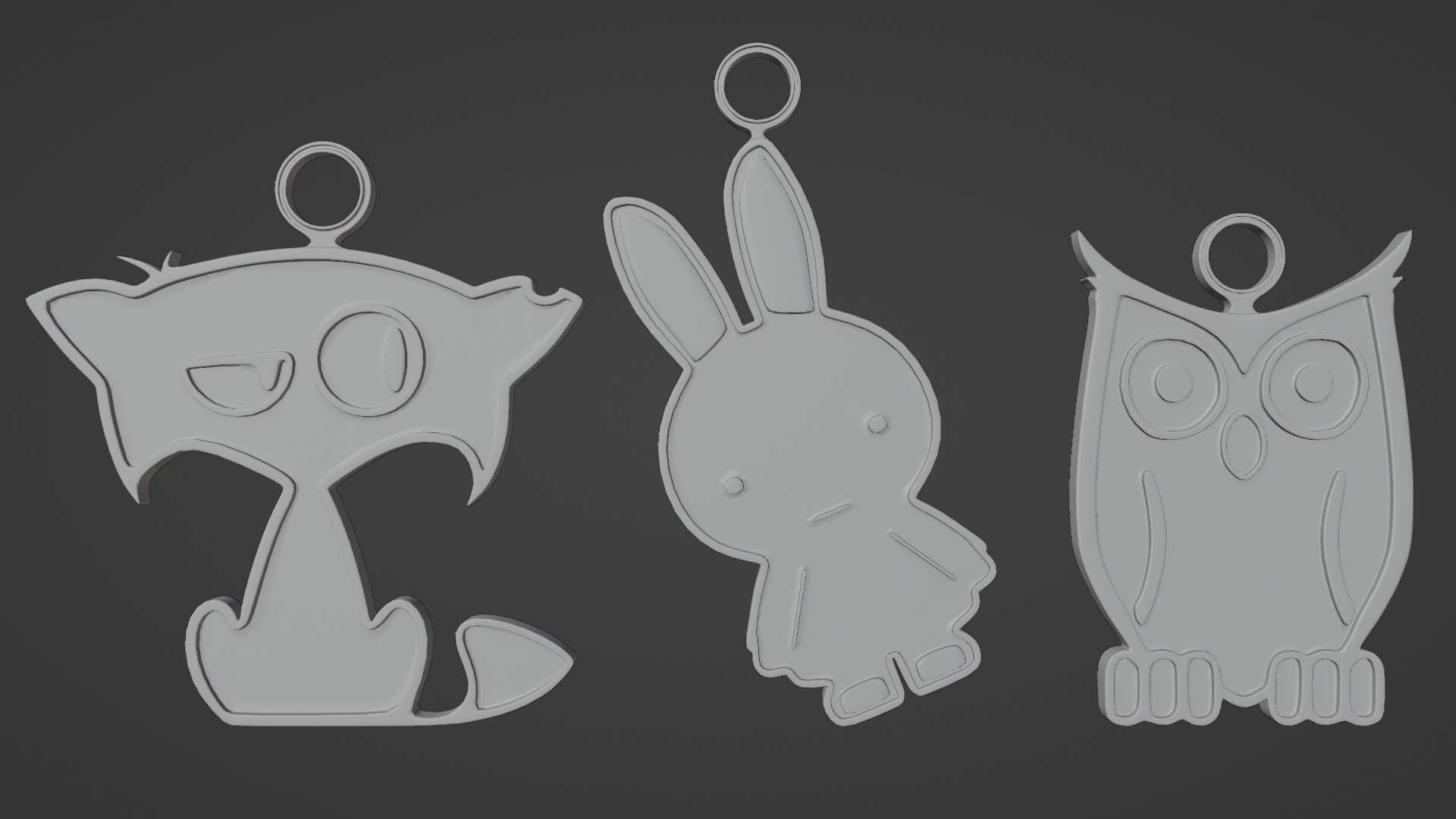 Three Soft Little Creatures - Printable 3D Pendants preview image 8